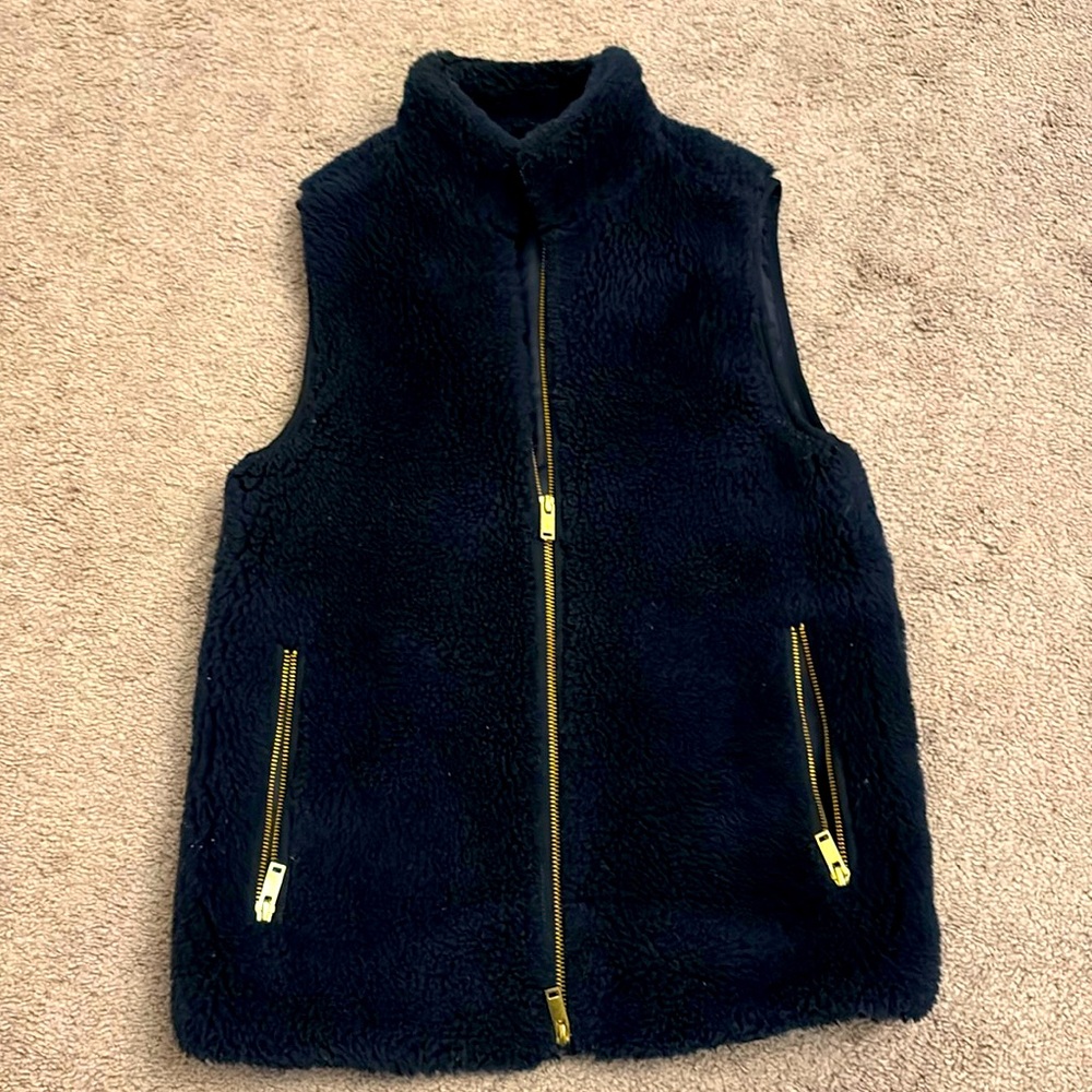 J Crew Navy Fur Vest